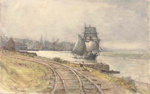 Henry Robertson, A.R.E. - A Trading Schooner Sailing Down The River (Illustrated); And Herding The Flock, Mid-Winter