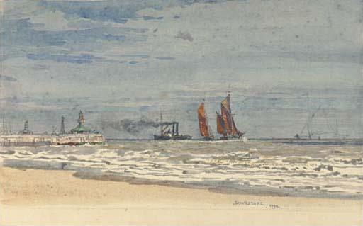 Henry Robertson, A.R.E. - Shipping Off The Pier At Lowestoft (Illustrated); A Calm Day At Lowestoft; And The Lighthouse At Southwick