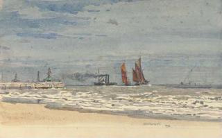 Henry Robertson, A.R.E. - Shipping Off The Pier At Lowestoft (Illustrated); A Calm Day At Lowestoft; And The Lighthouse At Southwick
