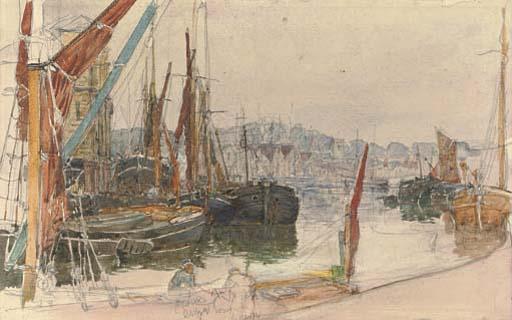 Henry Robertson, A.R.E. - The Clyde & Forth Canal, Kirkpatrick (Illustrated); And Shipping In A Harbour