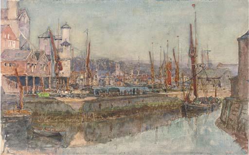 Henry Robertson, A.R.E. - The Harbour At Ipswich (Illustrated); View of Ipswich; And Ipswich Harbour At Dusk