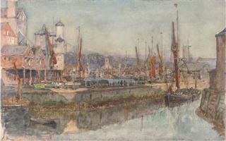 Henry Robertson, A.R.E. - The Harbour At Ipswich (Illustrated); View of Ipswich; And Ipswich Harbour At Dusk
