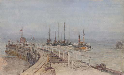 Henry Robertson, A.R.E. - Towing The Fishing Fleet Into Port (Illustrated); And A Paddlesteamer And Barges At The Harbour Mouth