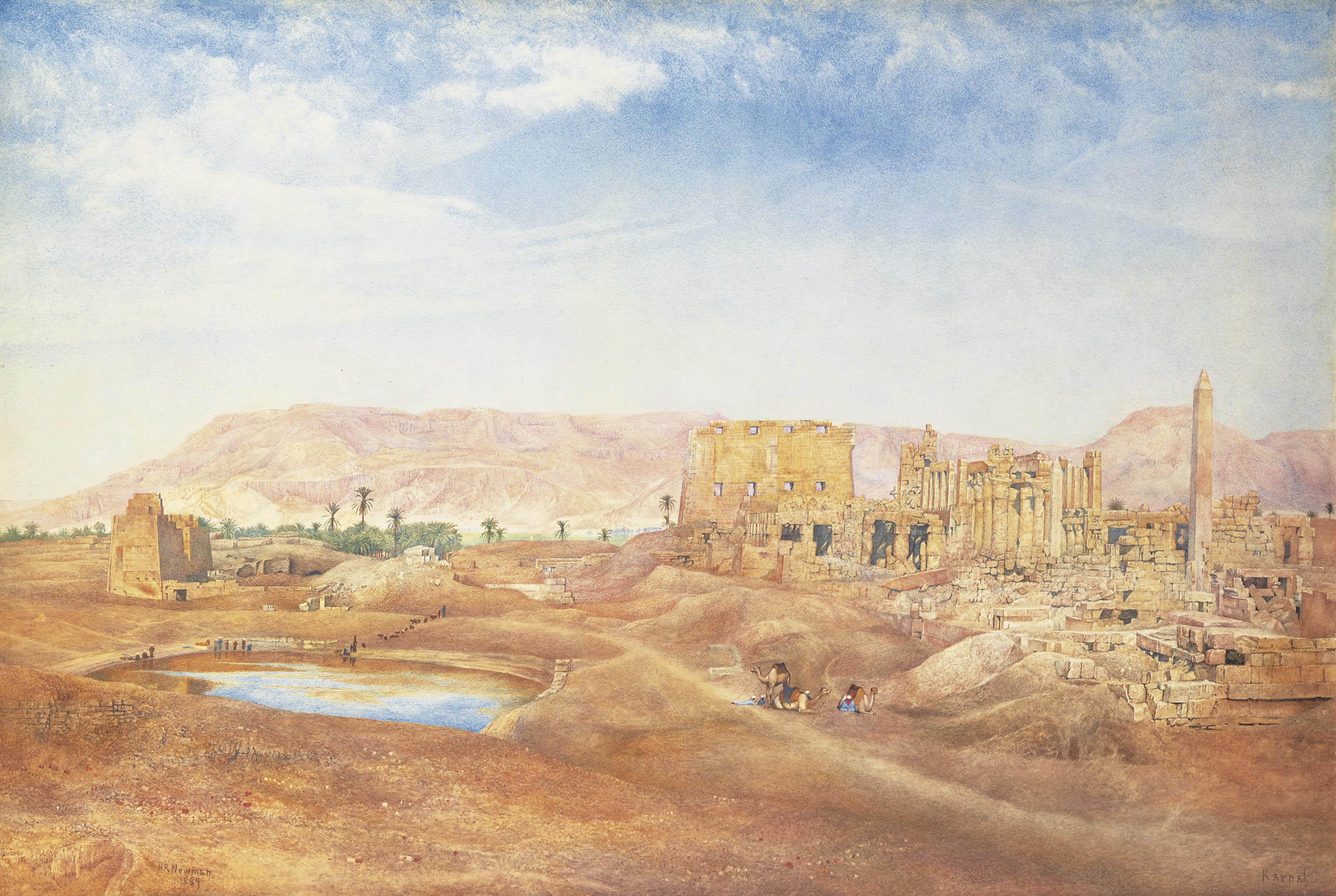 Henry Roderick Newman - View of the Temple of Karnak from the Sacred Lake