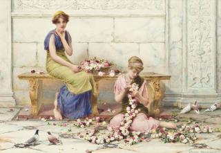 Henry Ryland, R.I. - Rose garlands