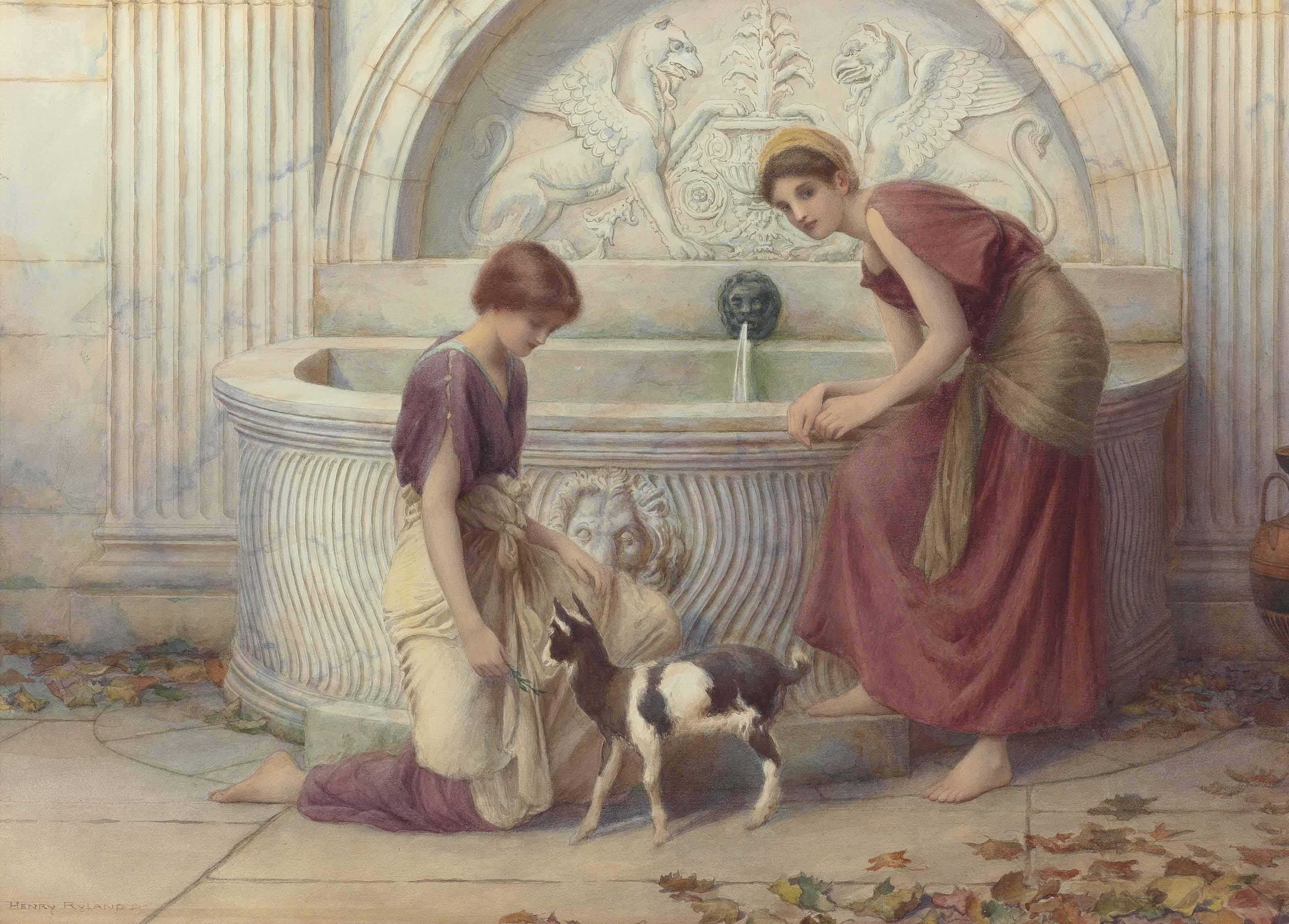 Henry Ryland - At The Fountain, Autumn