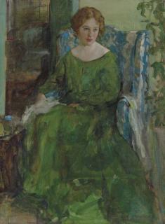Henry Salem Hubbell - Girl in Green Dress