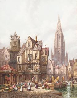 Henry Schafer - A lively market, Frieburg