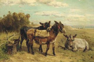 Henry Schouten - Donkeys Resting In A Coastal Landscape