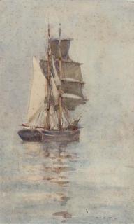 Henry Scott Tuke, R.A., R.W.S. - A Brigantine In Light Airs