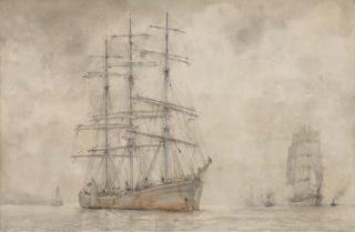 Henry Scott Tuke, R.A., R.W.S. - A Windjammer Lying At Anchor
