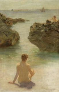 Henry Scott Tuke, R.A., R.W.S. - Boy on a beach
