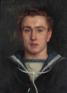 Henry Scott Tuke, R.A., R.W.S. - Portrait Of Frederick Brewer, Bust-Length, In A Sailor\'S Uniform