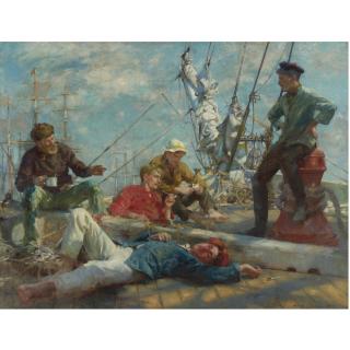 Henry Scott Tuke, R.A., R.W.S. - Sailor\'S Yarning, Midday Rest