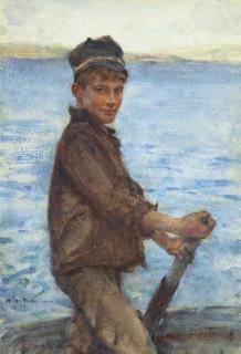 Henry Scott Tuke, R.A., R.W.S. - Steering The Punt