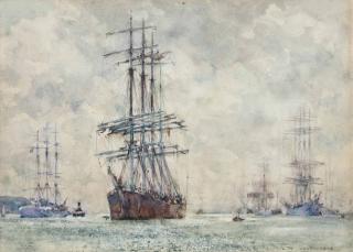 Henry Scott Tuke, R.A., R.W.S. - Windjammers in the Carrick roads