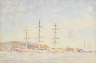 Henry Scott Tuke, RA, RWS - Windjammers in Falmouth Harbour, Cornwall