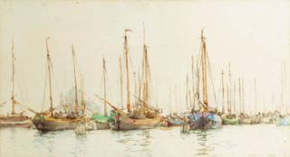Henry Scott Tuke - Yachts Lying In A Harbour