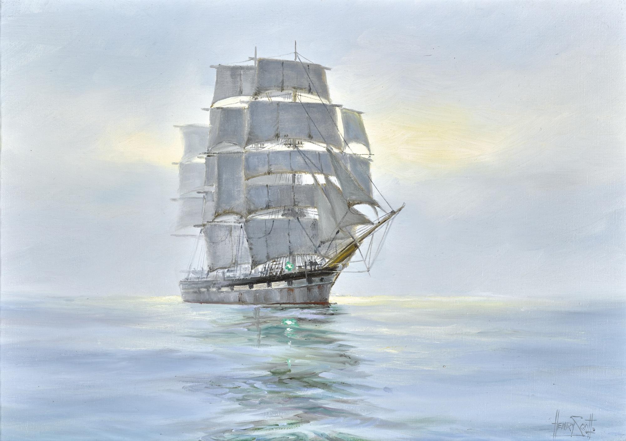 Henry Scott - Dawn Mists, The Wool Clipper \'Loch Maree\'