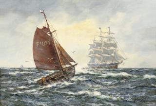 Henry Scott - The approaching pilot cutter
