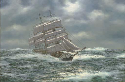 Henry Scott - The jute clipper Star of Greece at sea in the gathering dusk