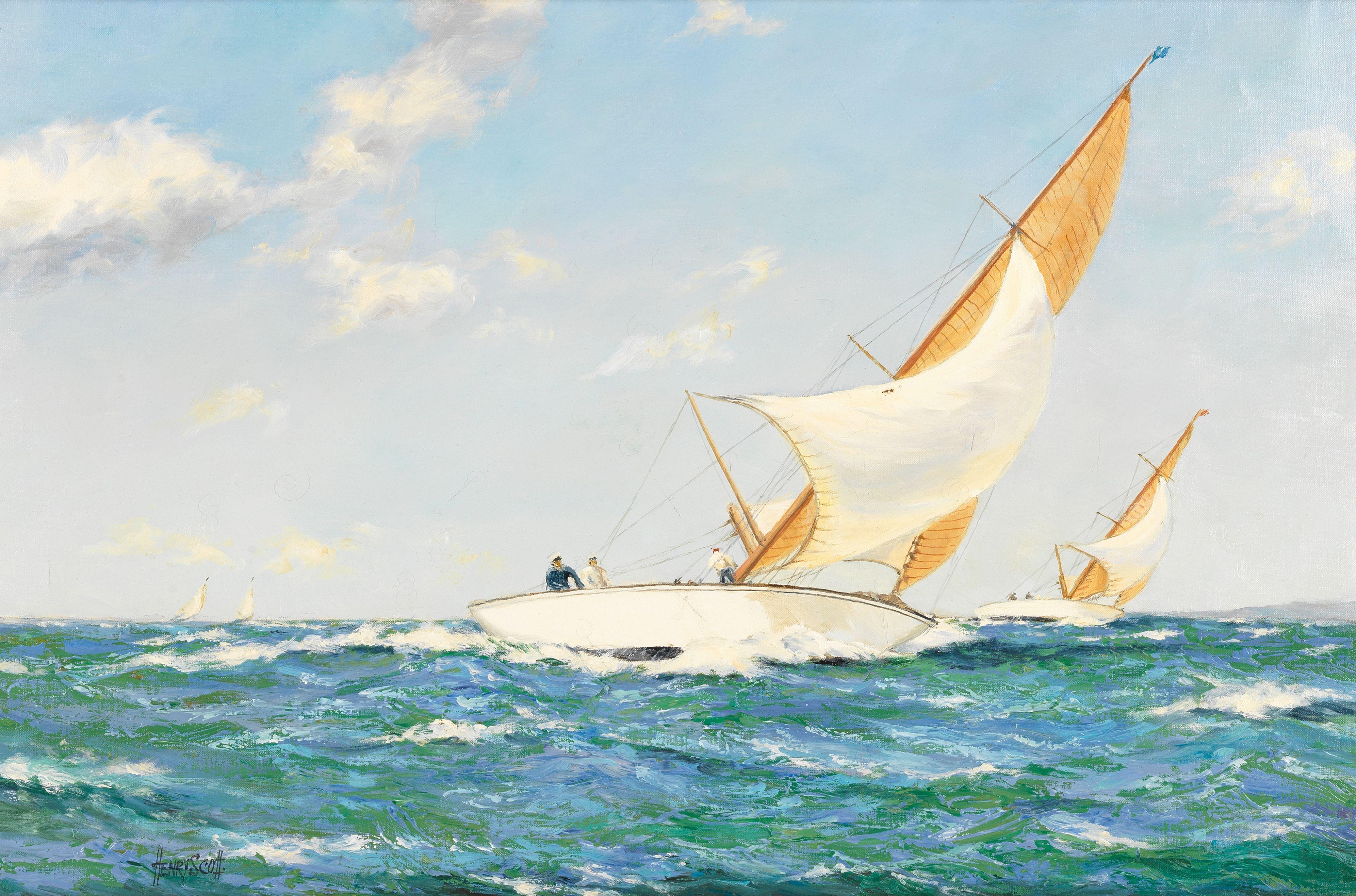 Henry Scott - \'Wind and Sun - 6 Meters in the Solent\'