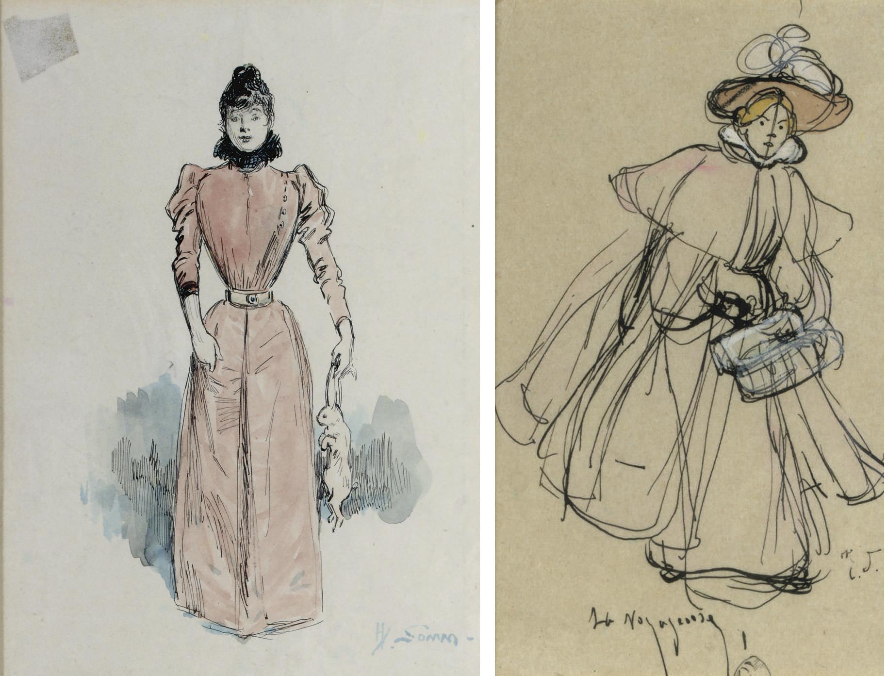 Henry Somm - Dame En Rose; Lady In Pink