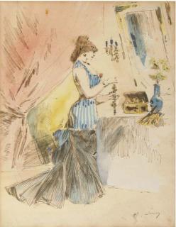 Henry Somm - Femme devant un miroir