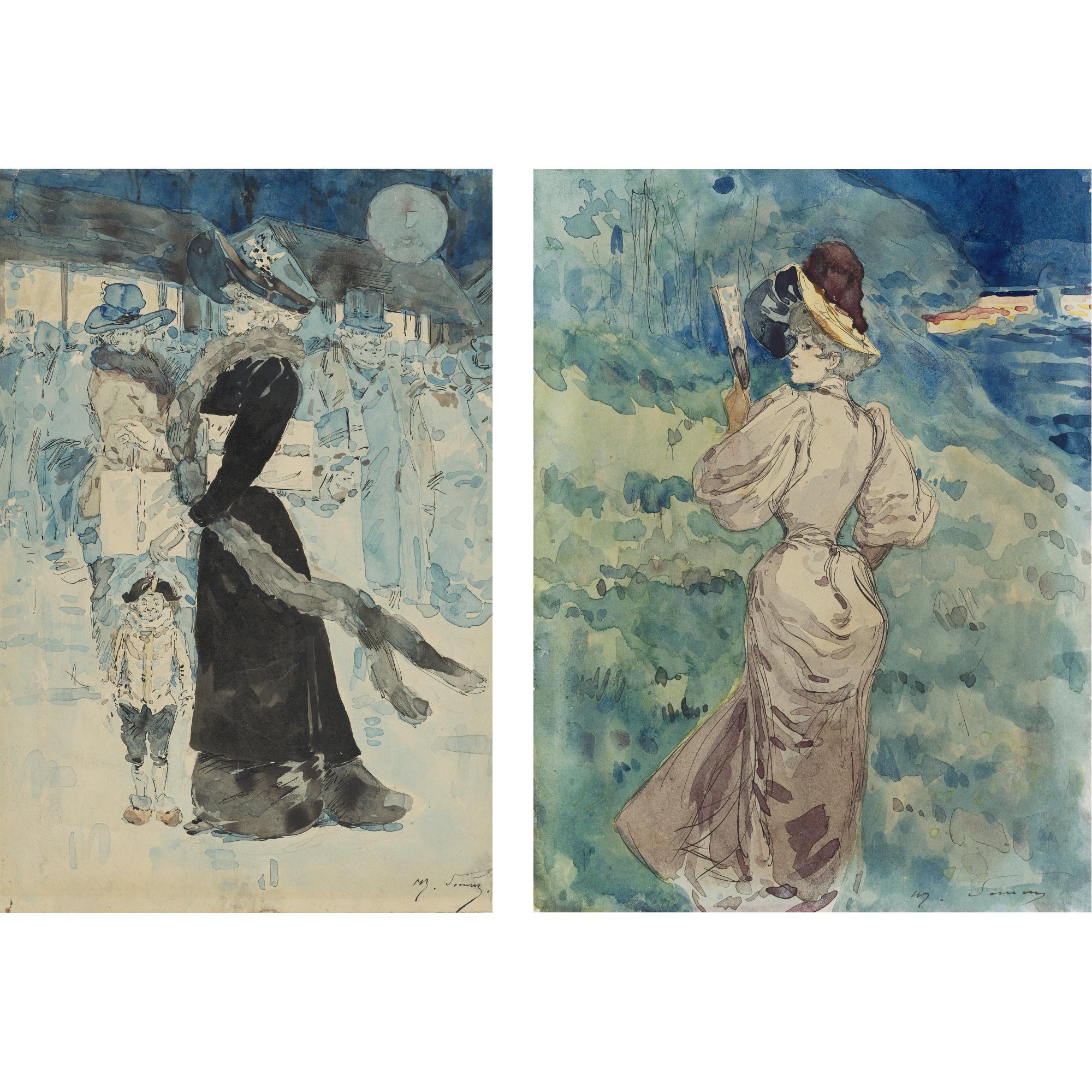 Henry Somm - French Women Of Fashion: Two Works
