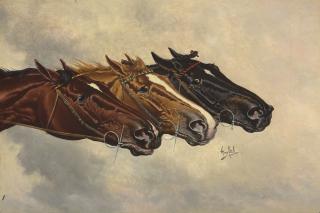 Henry Stull - Head studies of three racehorses: Henry of Navarre, Monitor and Domino