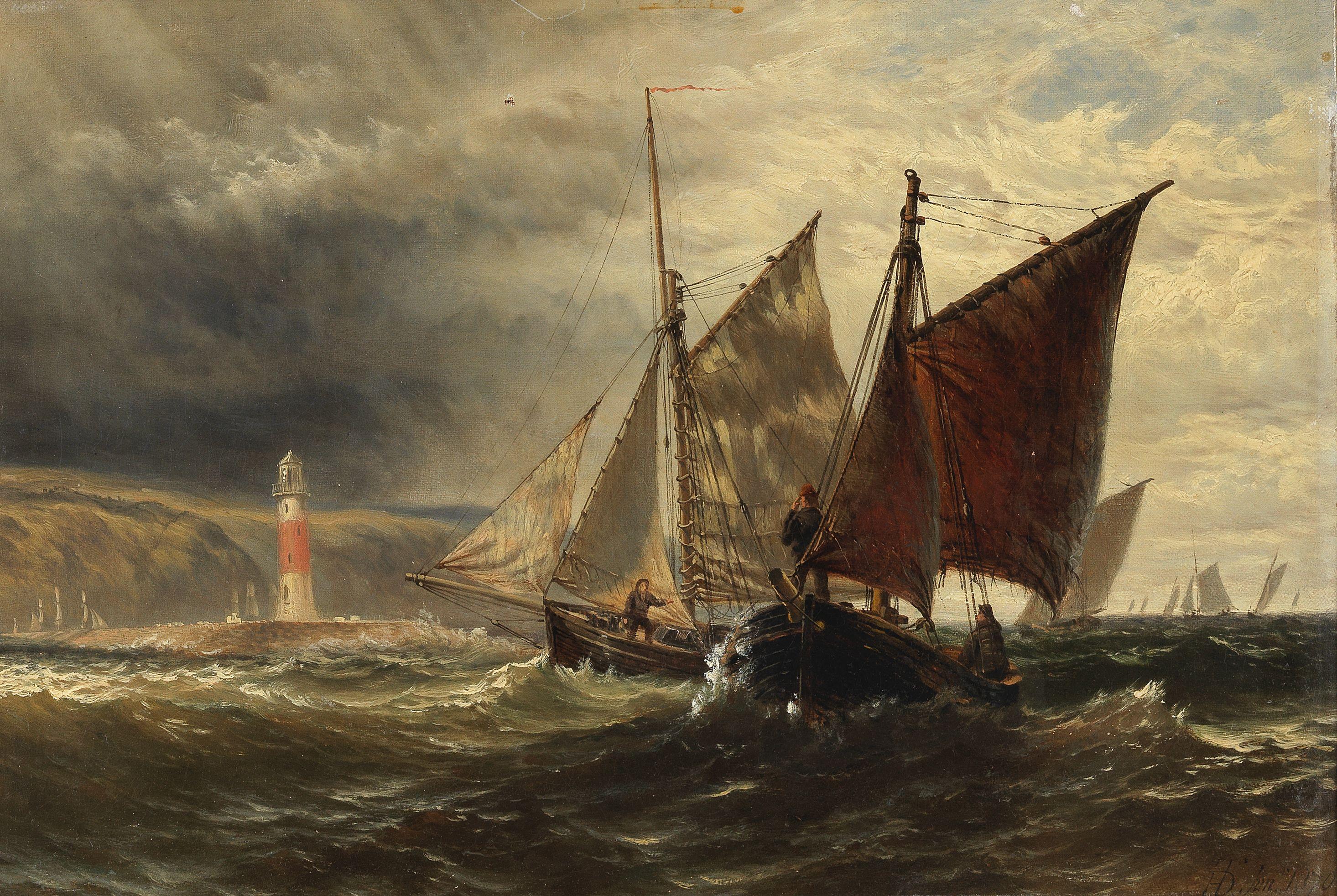 Henry Thomas Dawson - \'Boating into Plymouth Squall Coming On\'