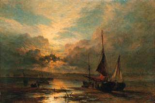 Henry Thomas Dawson - On the Medway at dusk