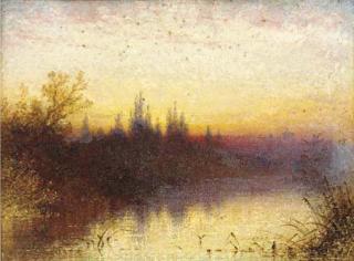 Henry Thomas Dawson - Sunset on the Thames, near Windsor