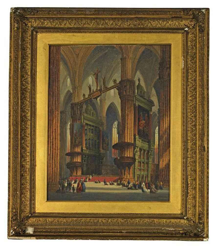 Henry Thomas Schafer - Gothic church interior; and Another similar