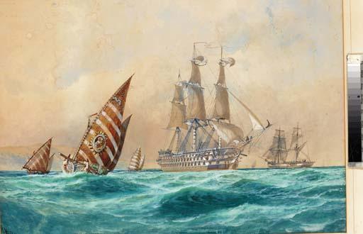 Henry Valter - H.M.S. St. George, 91 guns, off the coast of Spain