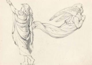Henry Wallis, R.W.S. - A figure study with an angel (recto) (illustrated) and mother and child (verso)
