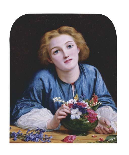 Henry Wallis - Young Girl with Flowers