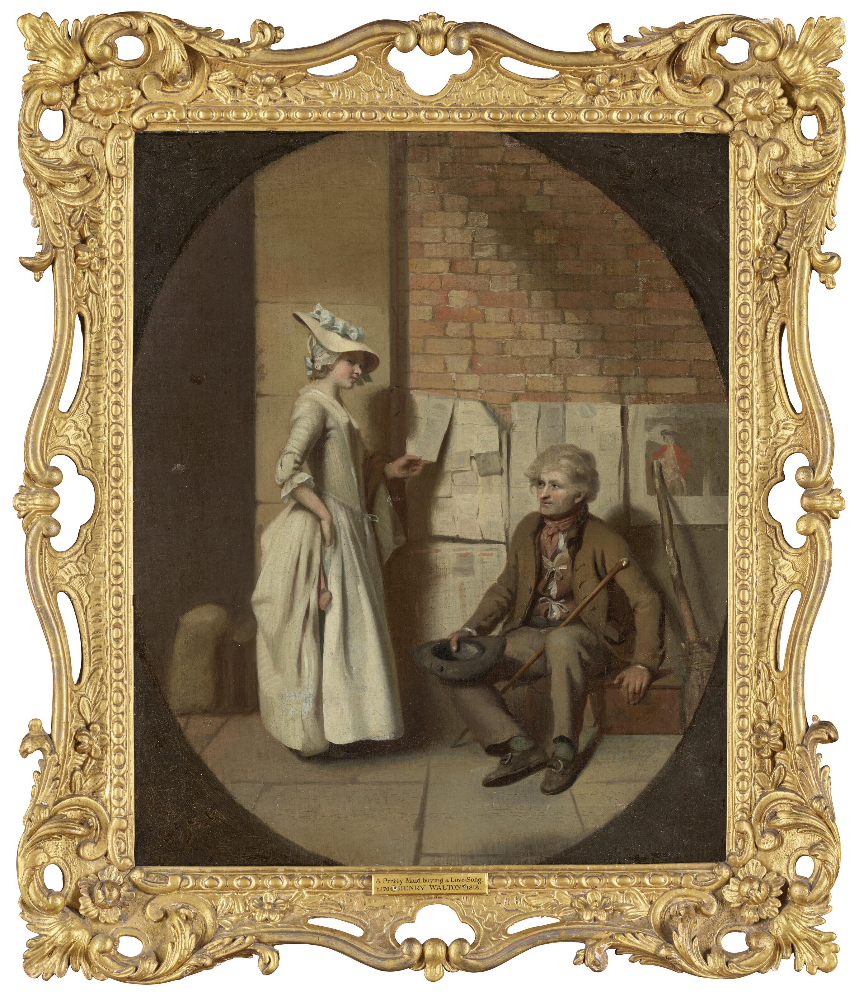 Henry Walton - A girl buying a ballad, in a feigned oval