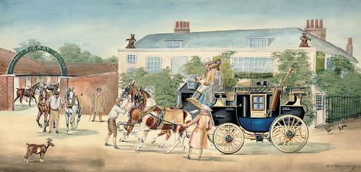 Henry William Standing - A change of horses outside the Bear