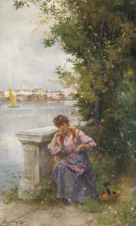 Henry Woods, R.A. - A Venetian beauty