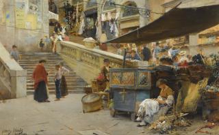 Henry Woods, R.A. - On The Steps Of The Rialto, Venice