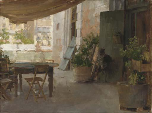 Henry Woods, R.A. - On the terrace of a Venetian villa