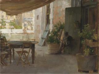 Henry Woods, R.A. - On the terrace of a Venetian villa