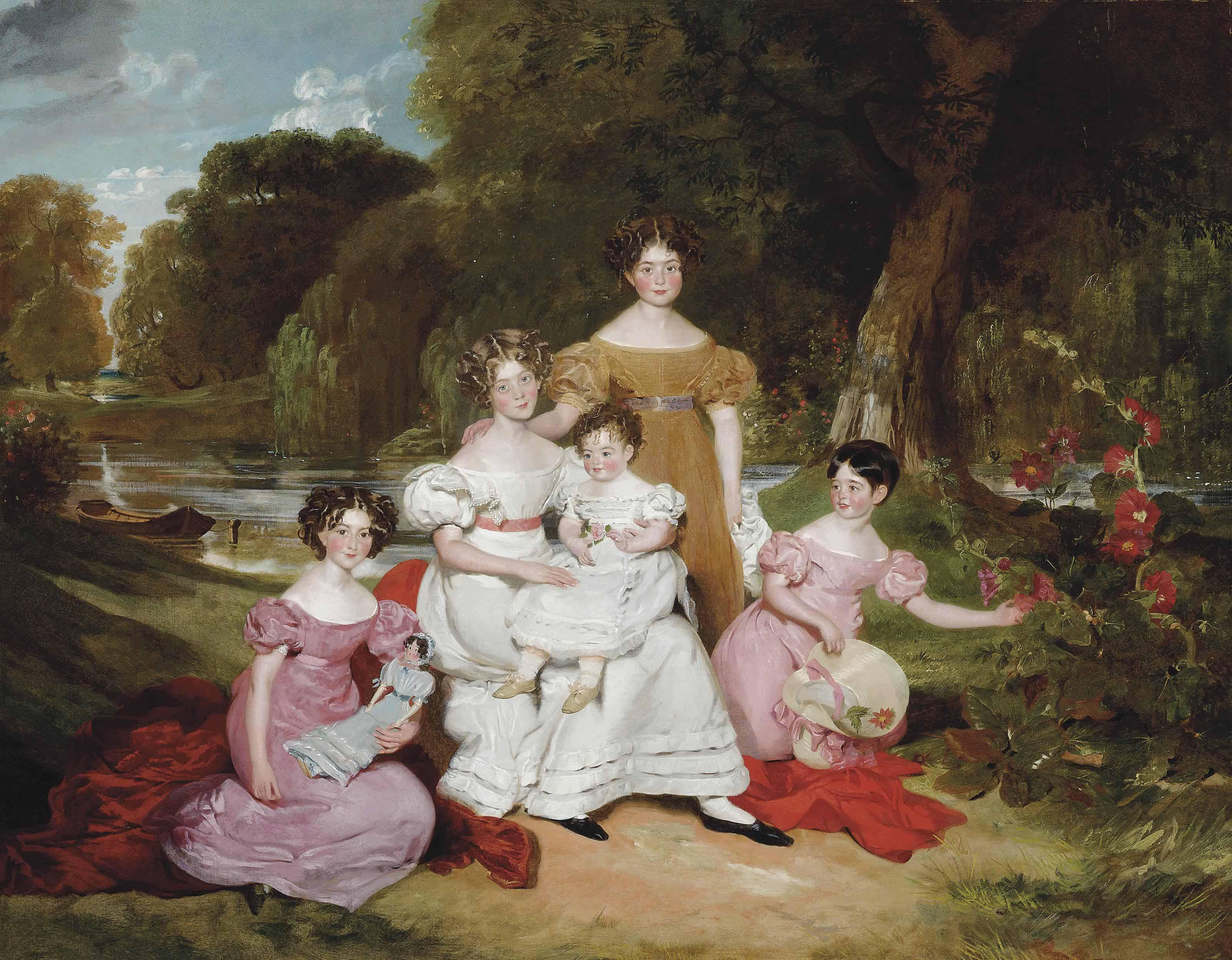 Henry Wyatt - Group Portrait Of The Ward Hunt Family In A Landscape Before A River