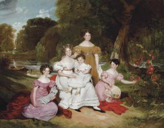 Henry Wyatt - Group Portrait Of The Ward Hunt Family In A Landscape Before A River