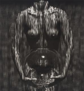 Herb Ritts - Waterfall, Woman with Sphere, Hollywood, 1989