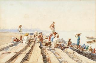 Herbert Arnould Olivier - Sitting by the shore of Mahim Bay, Mumbai