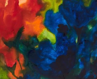 Herbert Beck - Ohne Titel (Blüten, blau-orange-rot).