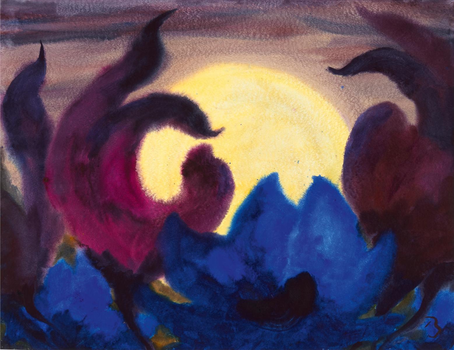 Herbert Beck - Ohne Titel (Blumen vor Mond)