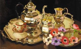 Herbert Davis Richter - Still Life With Silver Tea Service